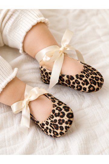 Baby Girl Leopard Patterned Booties, Baby Girl Shoes, Gift First Step Shoes