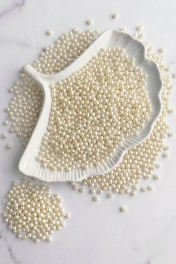 4 mm 50 Grams Cream Pearl Beads Jewelry and Accessory Decoration Charm Amigurumi Flower Making Wedding Material Textile Ornament Handicraft Material
