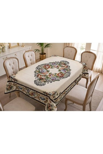 8-10 Person Tapestry Woven Floral Patterned Living Room and Dining Table Cover 160X 300 cm