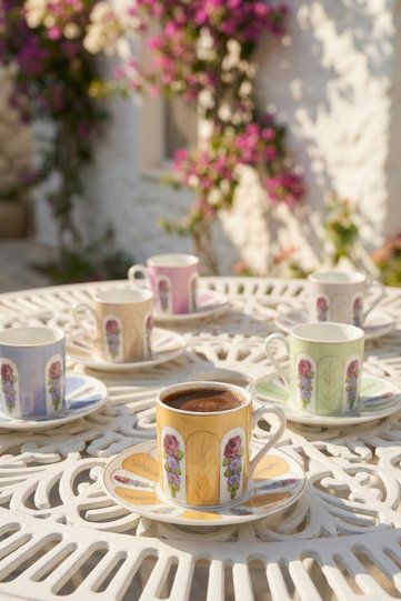 Grammy 6-Person Porcelain Coffee Cup Set - 90 ml