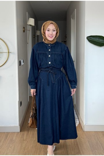 Women's Ruched Detail Shirt and Ruched Detail Skirt Denim Suit