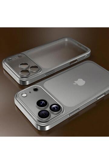 iPhone17 Pro GRAY Luxury Plating Matte Transparent Wireless Charging Phone Case For iPhone 13/14/15/