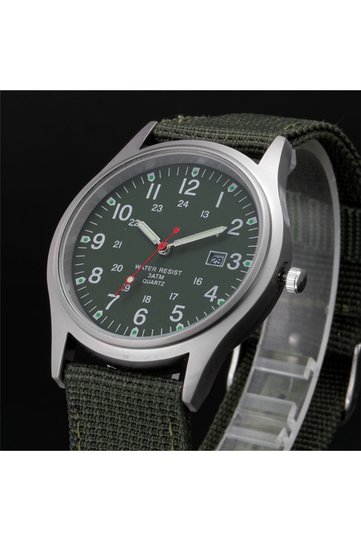 green 1pc / Lot Cheap Watches For Men Fashion Nylon Band Military Army Sports Date Quartz Watch Erke