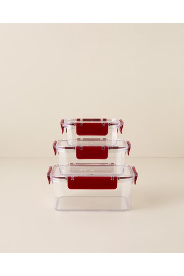 Ador 3-Piece Storage Container 375-800-1700 ml Claret Red