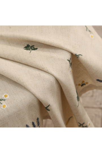 90x90cm beige Linen Tablecloth with Embroidered Ear of Wheat for Kitchen Living Room Dining Table F