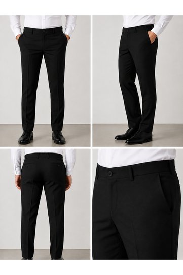 Men's Classic Cut Fabric Trousers Straight Leg Office and Casual