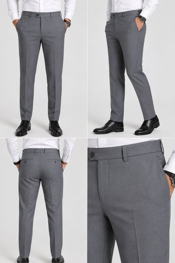 Men's Classic Cut Fabric Trousers Straight Leg Office and Casual
