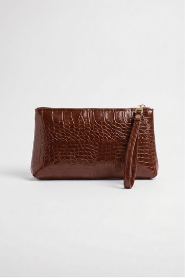 Women's Tan Croco Portfolio Handbag Croco