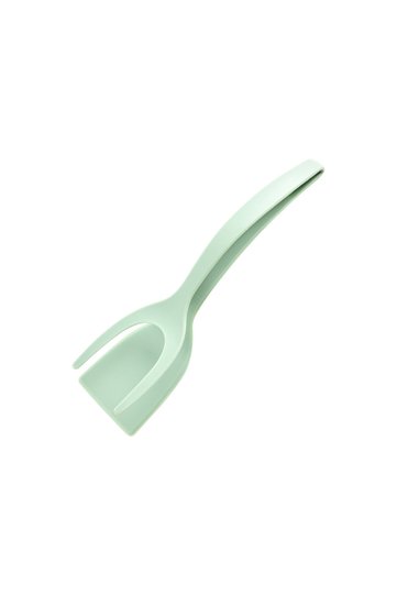 Light Green New 2 in 1 Grip Flip Spatula Tongs Egg Flipper Spatula Nylon Non Stick Coating Pancake F