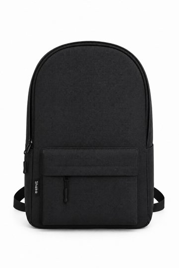 Black Shk316 Zippered, Front Pocket, Daily Use, Unisex, School, University, Backpack