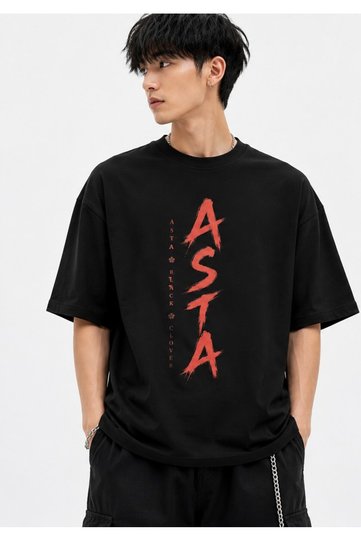Black Clover Asta Anime Oversize Unisex Black T-Shirt