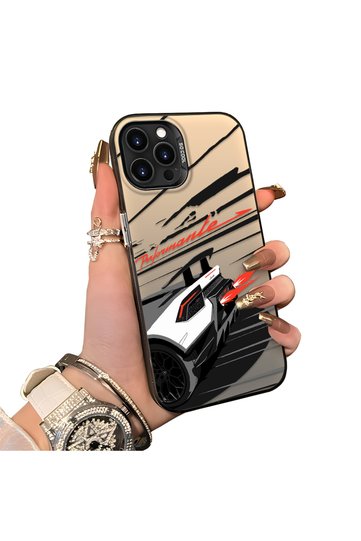 iPhone 14 Pro Compatible Stylish Racing Car Pattern Acrylic Back Panel Silicone Edge Shock Absorbing Case