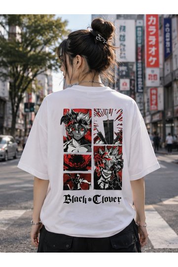 Asta Character Black Clover Anime Oversize Unisex White T-Shirt