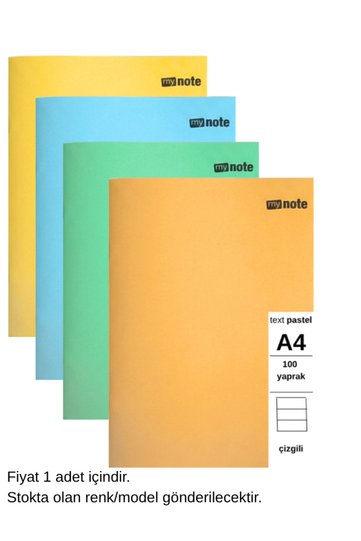 Text Pastel Notebook A4 100 Sheets Lined 1 Piece