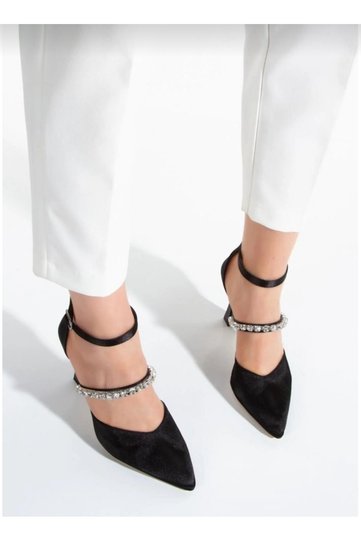 Stylish Women's Evening Dress Shoes with Stones in the Middle