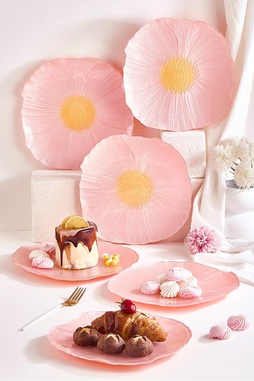 Alba 28 cm Set of 6 Pink Floral Pattern Serving Plates
