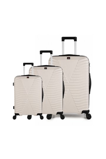 ABS 4-Wheel Hard Trolley Bag Set 017 – 3 Piece Beige, 20/24/28 Inches