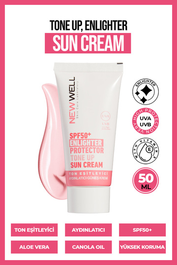 Ton Eşitleyici yüksek Koruma Etkili Spf50+ Aydınlatıcı Pembe Yüz Güneş Kremi 50 Ml