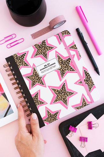 2026-2027 18X20 Spiral Bound Square Weekly Academic Planner - Yıldız Leopar