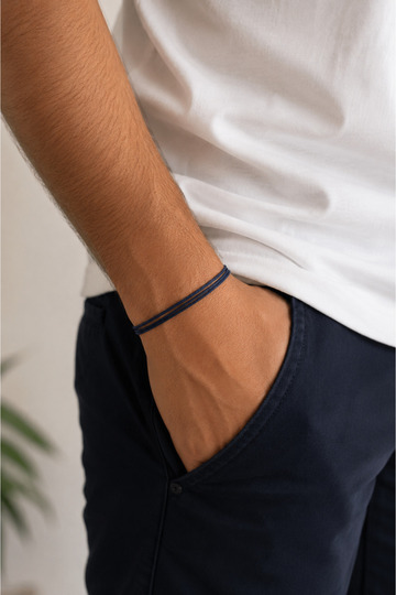 Men's Navy Blue Rope Bracelet Stylish Multi-Strand Design Unisex Bracelet