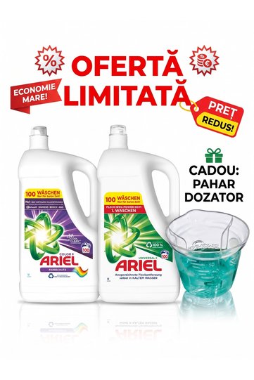 PROMO Detergent lichid de rufe Universal Clean 5L + Color+ 5L + Cupa Dozare Gratuita