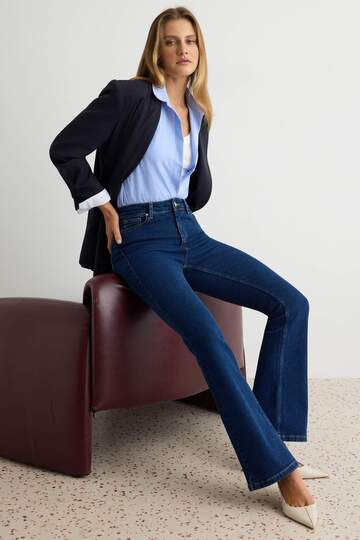 More Sustainable Navy High Waist Medium Stretch Flared Jeans TWOSS23JE00063