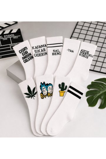 9-Piece Series Cheerful College Tennis Combed Cotton Socks