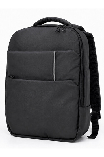 Laptop Backpack 15.6 Inch Double Compartment (Laptop and Notebook) Waterproof Recyclex Fabric Black with Luggage Strap