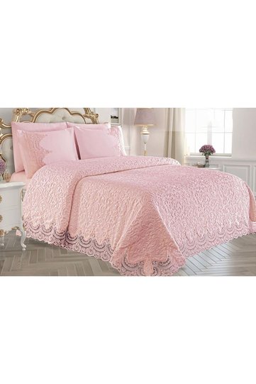 6 Piece Blanket Set / Bridal Blanket Set French Guipure Pearl Embroidered Bedspread Special Boxed Shipping