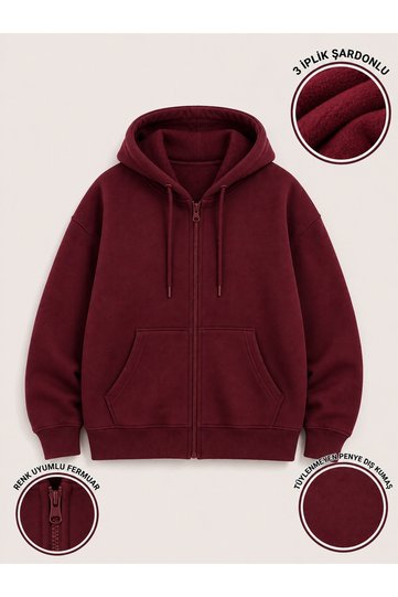 Unisex Zip-Up Fleece Hooded Kangaroo Pocket Oversized Winter Hoodie Jacket