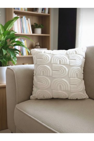 Embossed Textured Throw Pillow Cover Cream Decorative Modern Armchair and Sofa Cushion Cover