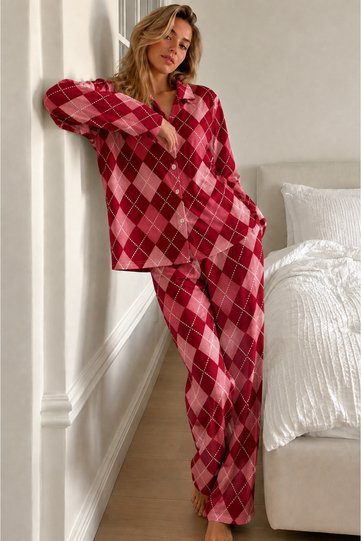 Women's Bürümcük Full Length Red Pajama Set