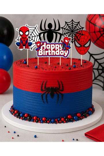 Spider Man Cake Toothpick Set of 6 – Spider Man Themed Birthday Cake Decoration Children's Party Decor