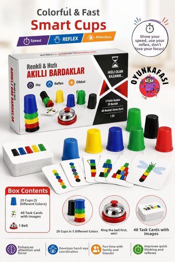 Colorful and Fast Smart Cups Ringing Cup Tapping Game Speed Reflex Attention Children Family Box Game