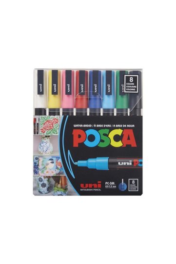 Uni Posca Water Based Marker Pc-3m 8 Main Colors 0.9-1.3mm