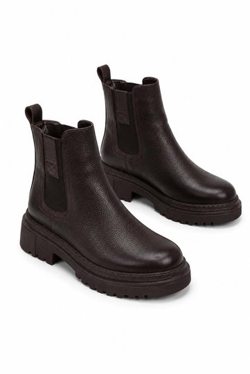 Senya Elastic Women's Genuine Leather Boots Brown