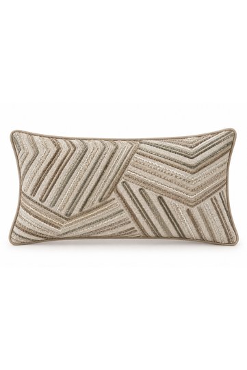 Textured Ecru-Beige Embroidered Cushion Cover 30X50 cm