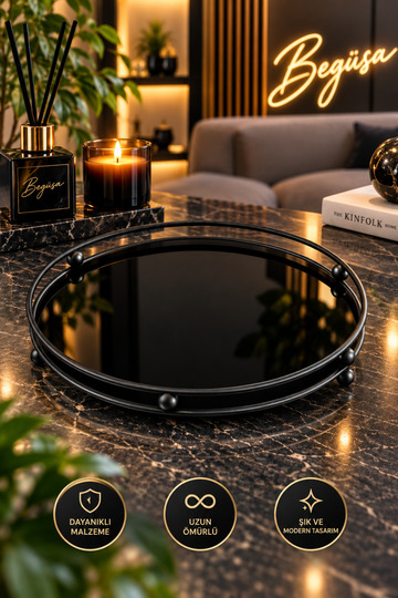 Miami Metal Black Presentation Tray, Organizer, Treat, Promise Engagement Tray, Multi-Purpose Luxury Tray
