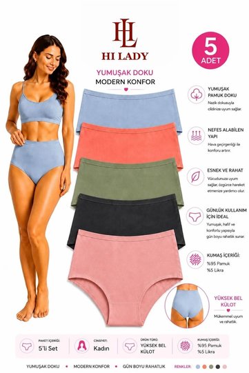 Women's Panties High Waist Briefs Stretchy Cotton Fabric Dark Soft Colors
