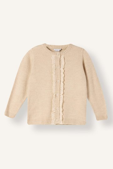 Crew Neck Ruffle Detailed Knitwear Cardigan for Baby Girl I4963A526Wn