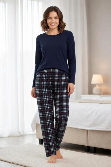 Women's Fleece Pajama Bottoms - Elastic Waist, Winter, Warm and Comfortable Model