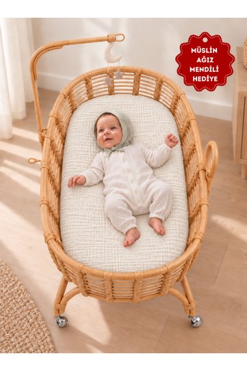 4 Layer Muslin Ecru Premium Muslin Baby Crib Sheet – 100% Cotton Touch