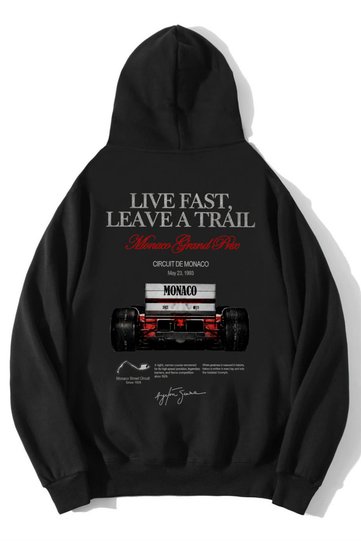 Unisex Oversize Grand Prix Race Car Monaco Hoodie Black