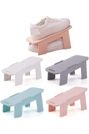 Double Layer Shoe Rack 4-Pack,Stackable Shoe Organizers for Space Saving,Anti-Skid Design Detachable Storage for Closet and Cabinet