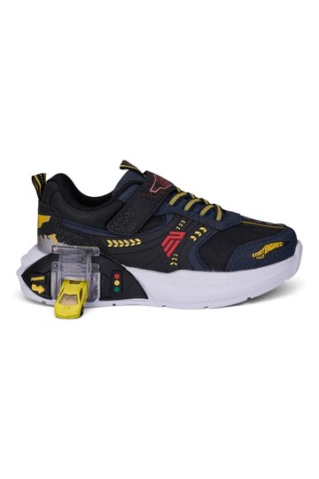 Daily Navy Blue Boys' Sports Shoes with Velcro Rubber Laces and Car Garage Detailed Sole Comfortable Sneaker 58272
