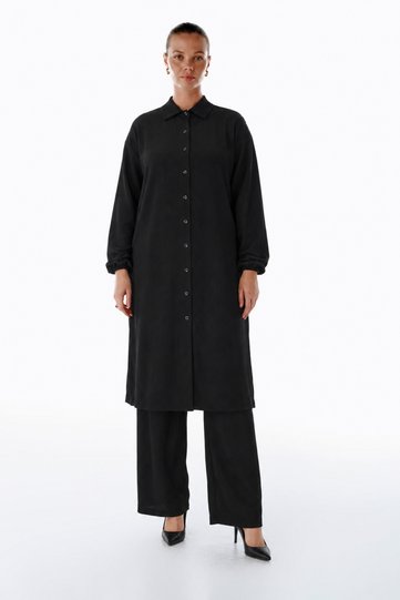 Wrap Shirt Collar Tunic Suit Buttoned Suitable for Hijab 2XL 6XL