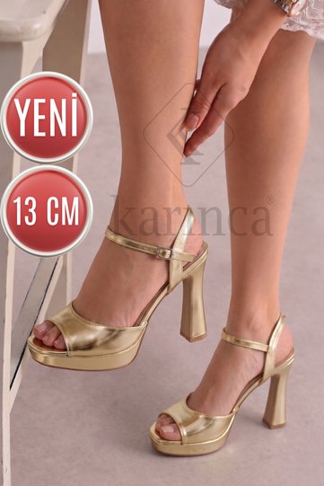 Gold Dore Evening Dress Shoes, 13 cm Stylish Heeled Shoes