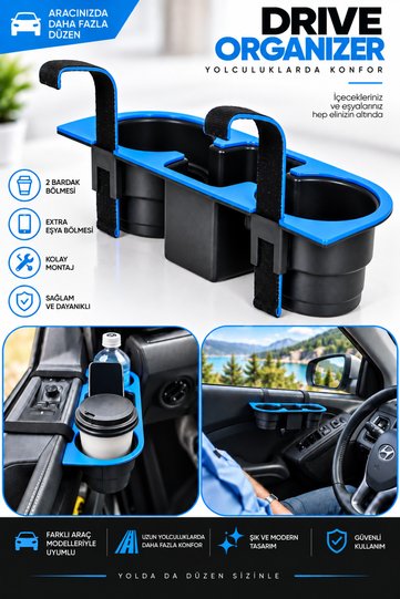 Auto In-Car Cup Holder Organizer Cup Holder Blue Color Option (6 COLOR OPTIONS IN THE STORE)