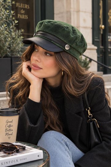 Women's Cap Hat, Vintage Model with Brim, Stylish Casual Autumn Winter Hat