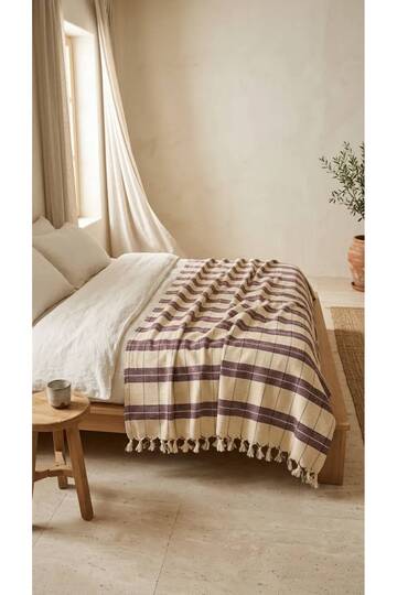 100% Cotton Karatezgah Woven Double Pique 200X240 cm Checkered Fringed Tv Blanket Sofa Shawl